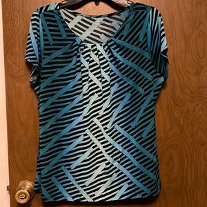 Worthington black and teal short sleeved shirt size PXL